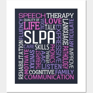 Speech Language Pathologist Speech Therapist Therapy Word Art Pink Purple Posters and Art